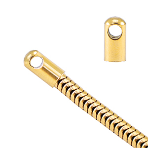 Stainless Steel findings end cap for belcher chain snake &Oslash;3.4mm Gold