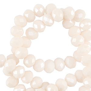 Top faceted beads 4x3mm disc Vanilla White-Pearl Shine Coating