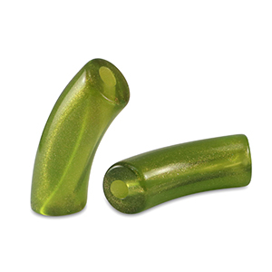 Acrylic tube beads shiny Golden Olive Green