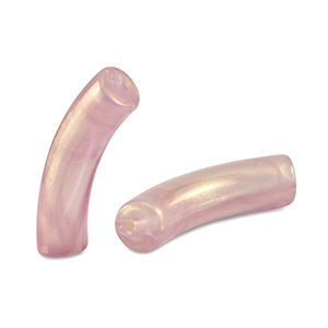 Acrylic tube beads shiny Golden Vintage Pink
