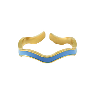 Stainless steel rings Gold-Blue