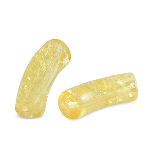 Acrylic tube beads crackled Freesia Yellow