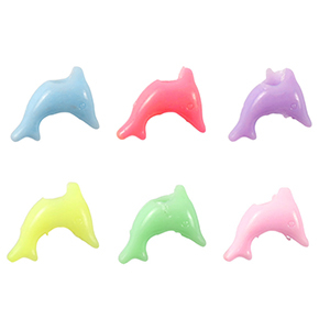 Acrylic look beads dolphin Multicolour Pastel