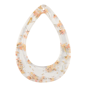 Resin pendants with dried flowers drop Light Pink-Gold