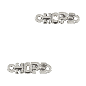 DQ European metal charms connector "HOPE" Antique Silver (nickel free)