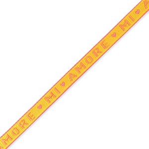 Ribbon text "mi amore" Yellow-Coral Pink