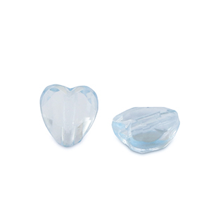 Acrylic beads heart Aquamarine Blue Transparent
