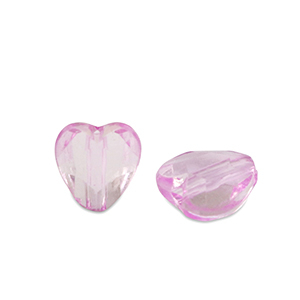 Acrylic beads heart Rose Purple Transparent