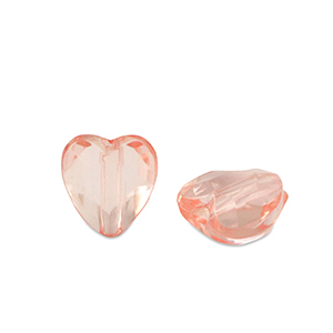 Acrylic beads heart Salmon Pink Transparent
