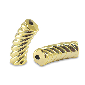 Acrylic tube beads twisted Gold