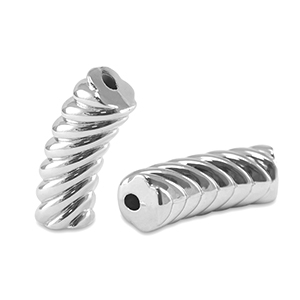 Acrylic tube beads twisted Silver