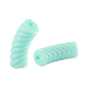 Acrylic tube beads twisted Soft Turquoise Blue