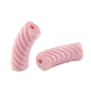 Acrylic tube beads twisted Light Rose