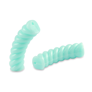 Acrylic tube beads twisted Soft Turquoise Blue