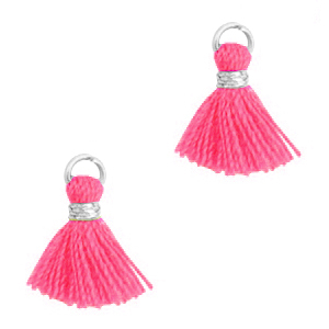 Tassels 1.2cm Silver-Fuchsia Neon Pink