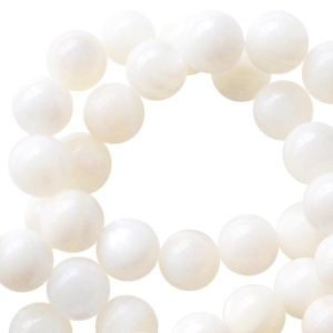 Shell beads round 3mm White-Pearl shine