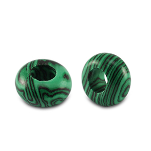 Natural stone beads rondelle 14mm Green-Black