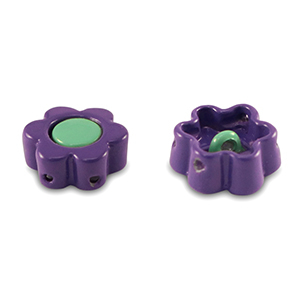 Tile beads flower Purple-Turquoise
