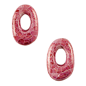 DQ greek ceramic beads oval mosaic Mauve Pink