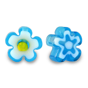 Millefiori beads flower Azure Turquoise Blue