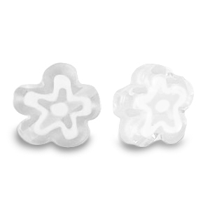 Millefiori beads flower Transparent-White