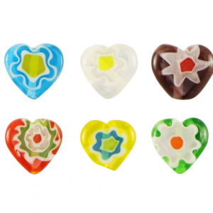 Millefiori beads heart flower Multicolour
