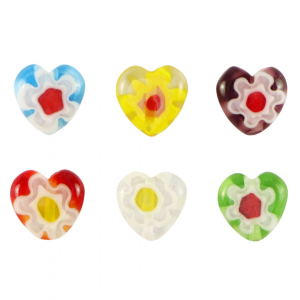 Millefiori beads heart flower Multicolour