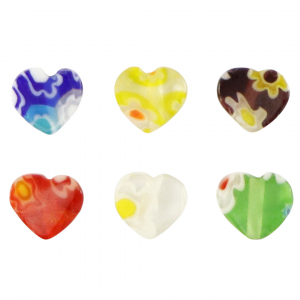 Millefiori beads heart flower Multicolour