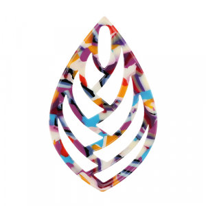 Resin pendants leaf Multicolor Confetti