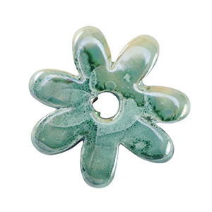 DQ greek ceramic beads flower Ocean Wave Green-Brown