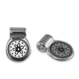 DQ European metal sliders flower Antique Silver (nickel free)