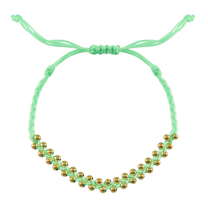 Ready-made Bracelets stainless steel beads Mint Green-Gold