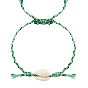 Ready-made Bracelets Cowrie Green-White