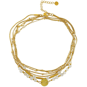 Stainless steel anklets stone Gold-White