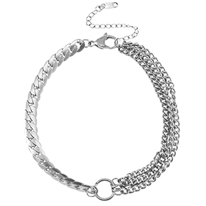 Stainless steel anklets snake triple layer Silver