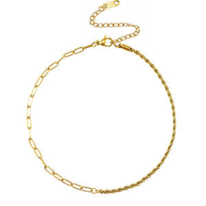 Stainless steel anklets twisted & straight Gold