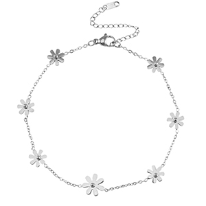 Stainless steel anklets flowers Silver