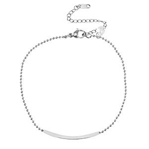 Stainless steel anklets ball chain tube & crystal Silver