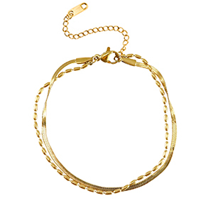 Stainless steel bracelets duo layer Gold