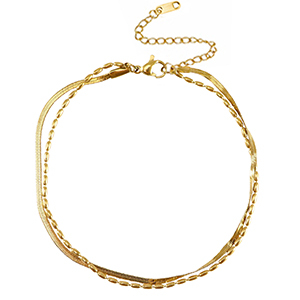 Stainless steel anklets duo layer Gold