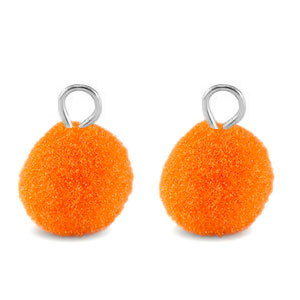Pompom charms with loop 10mm Silver-Orange Peel
