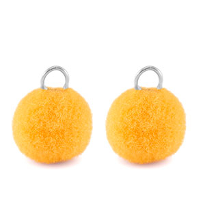 Pompom charms with loop 10mm Silver-Spectra Yellow