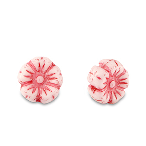 Czech Beads Flower 7mm Amarena Red-White