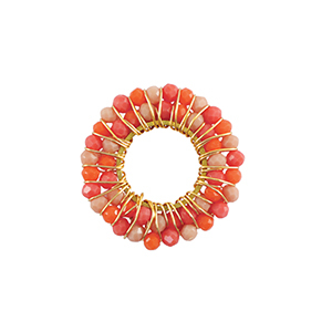 Stainless steel charms facet 26mm Orange-Gold