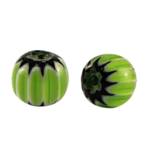 Millefiori beads tube Green