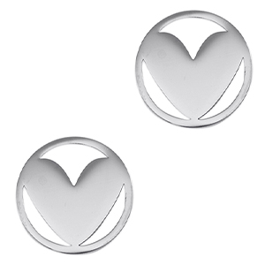 Stainless steel charms connector heart Silver