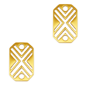Stainless steel charms connector octagon X Gold