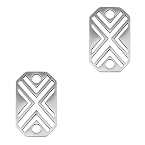 Stainless steel charms connector octagon X Silver