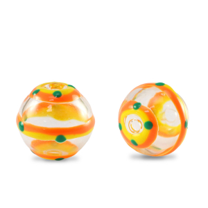 Hand-painted glass beads 14mm Transparent-Yellow Orange