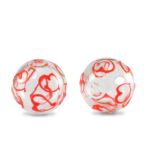 Hand-painted glass beads 14mm Transparent-Red